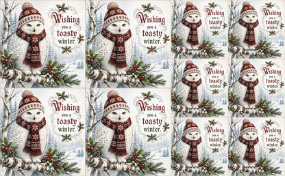 DecoCraft - Studio 1375 - Scenic Tiles Series - Christmas Wishes - Toasty Winter Owl