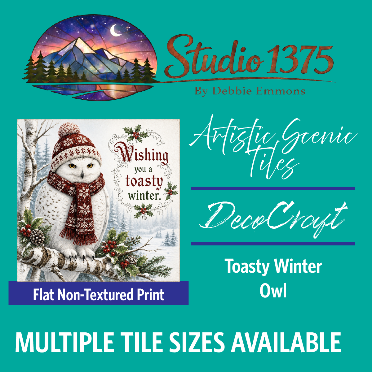 DecoCraft - Studio 1375 - Scenic Tiles Series - Christmas Wishes - Toasty Winter Owl