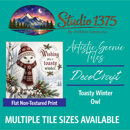 DecoCraft - Studio 1375 - Scenic Tiles Series - Christmas Wishes - Toasty Winter Owl