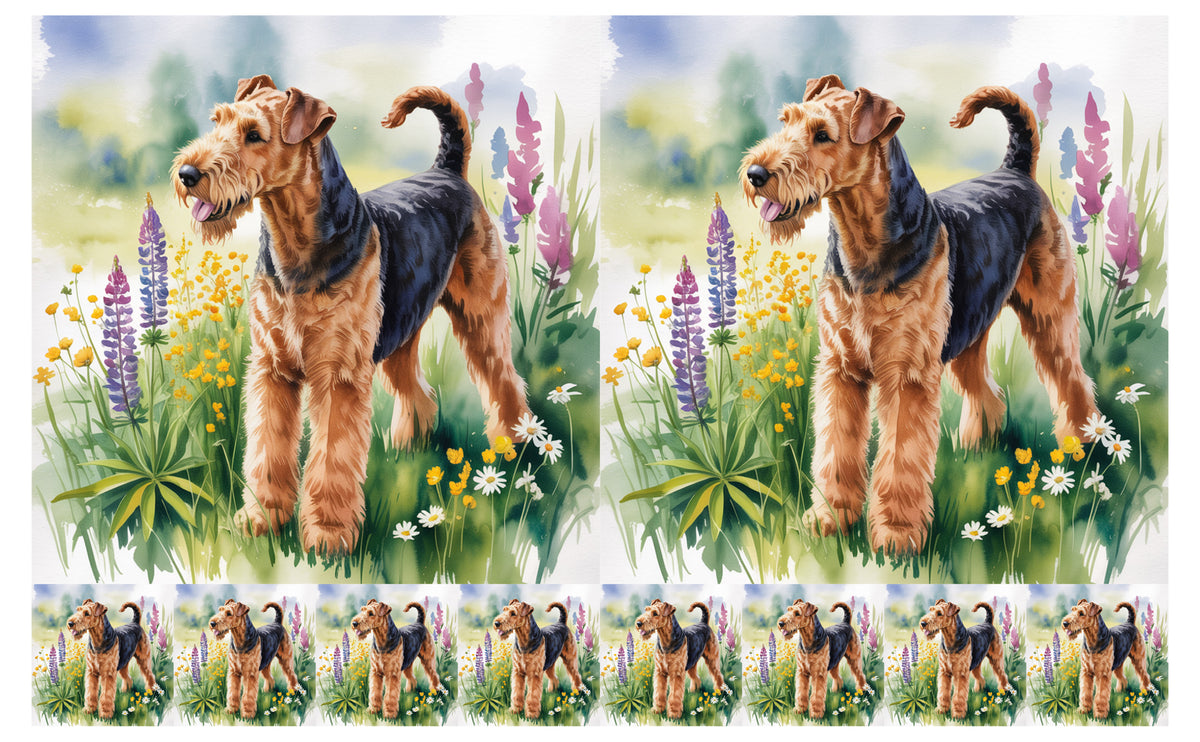 DecoCraft - Scenic Tiles Series - Watercolor Pets - Airedale Terrier