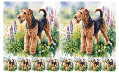 DecoCraft - Scenic Tiles Series - Watercolor Pets - Airedale Terrier
