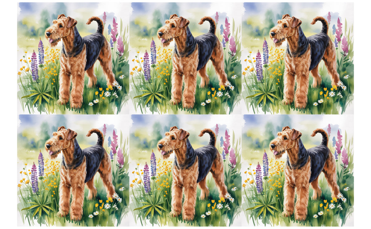 DecoCraft - Scenic Tiles Series - Watercolor Pets - Airedale Terrier
