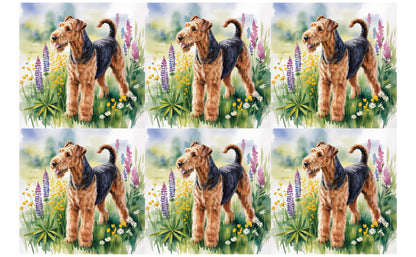 DecoCraft - Scenic Tiles Series - Watercolor Pets - Airedale Terrier