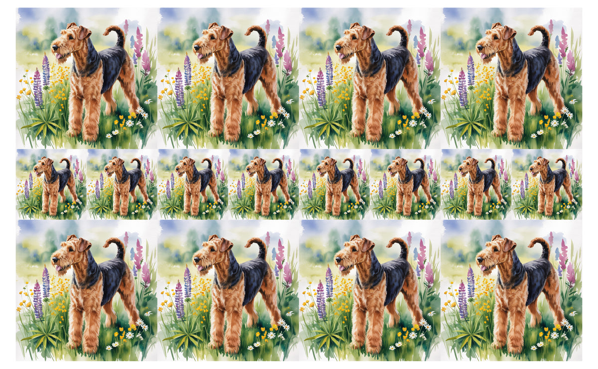 DecoCraft - Scenic Tiles Series - Watercolor Pets - Airedale Terrier