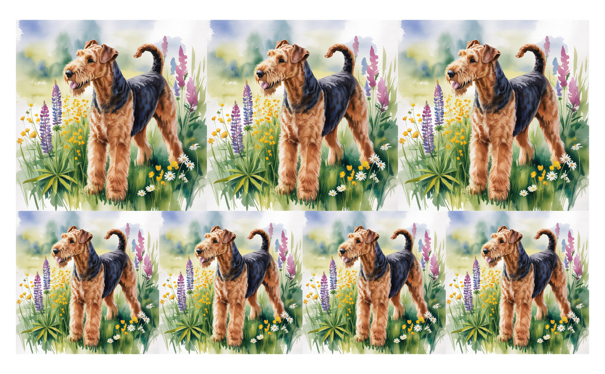 DecoCraft - Scenic Tiles Series - Watercolor Pets - Airedale Terrier