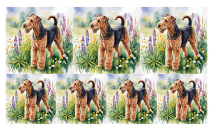 DecoCraft - Scenic Tiles Series - Watercolor Pets - Airedale Terrier