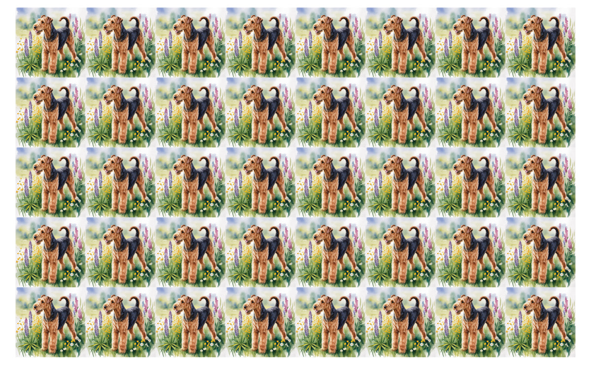 DecoCraft - Scenic Tiles Series - Watercolor Pets - Airedale Terrier