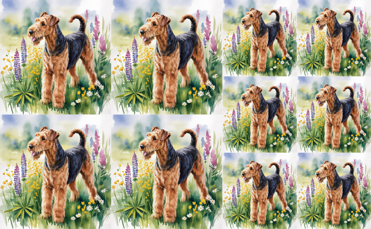 DecoCraft - Scenic Tiles Series - Watercolor Pets - Airedale Terrier