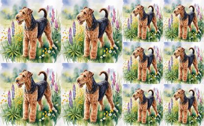 DecoCraft - Scenic Tiles Series - Watercolor Pets - Airedale Terrier