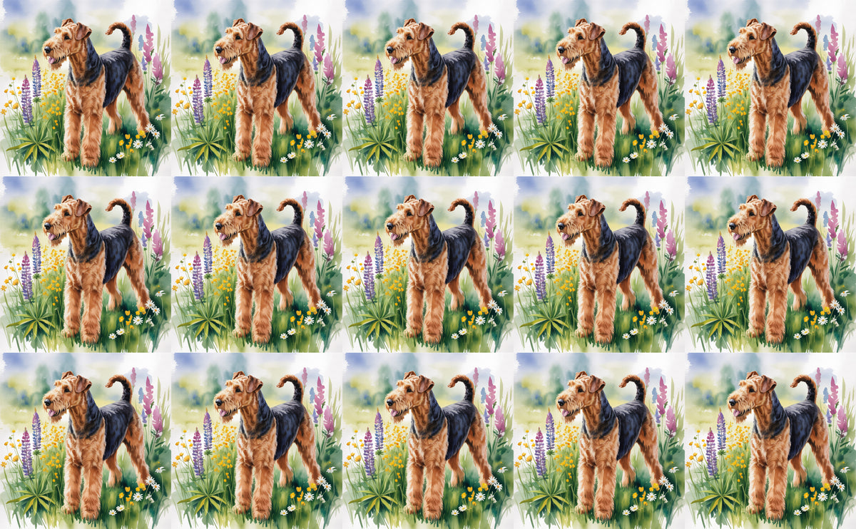 DecoCraft - Scenic Tiles Series - Watercolor Pets - Airedale Terrier