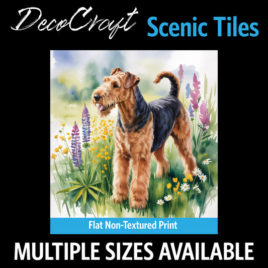DecoCraft - Scenic Tiles Series - Watercolor Pets - Airedale Terrier