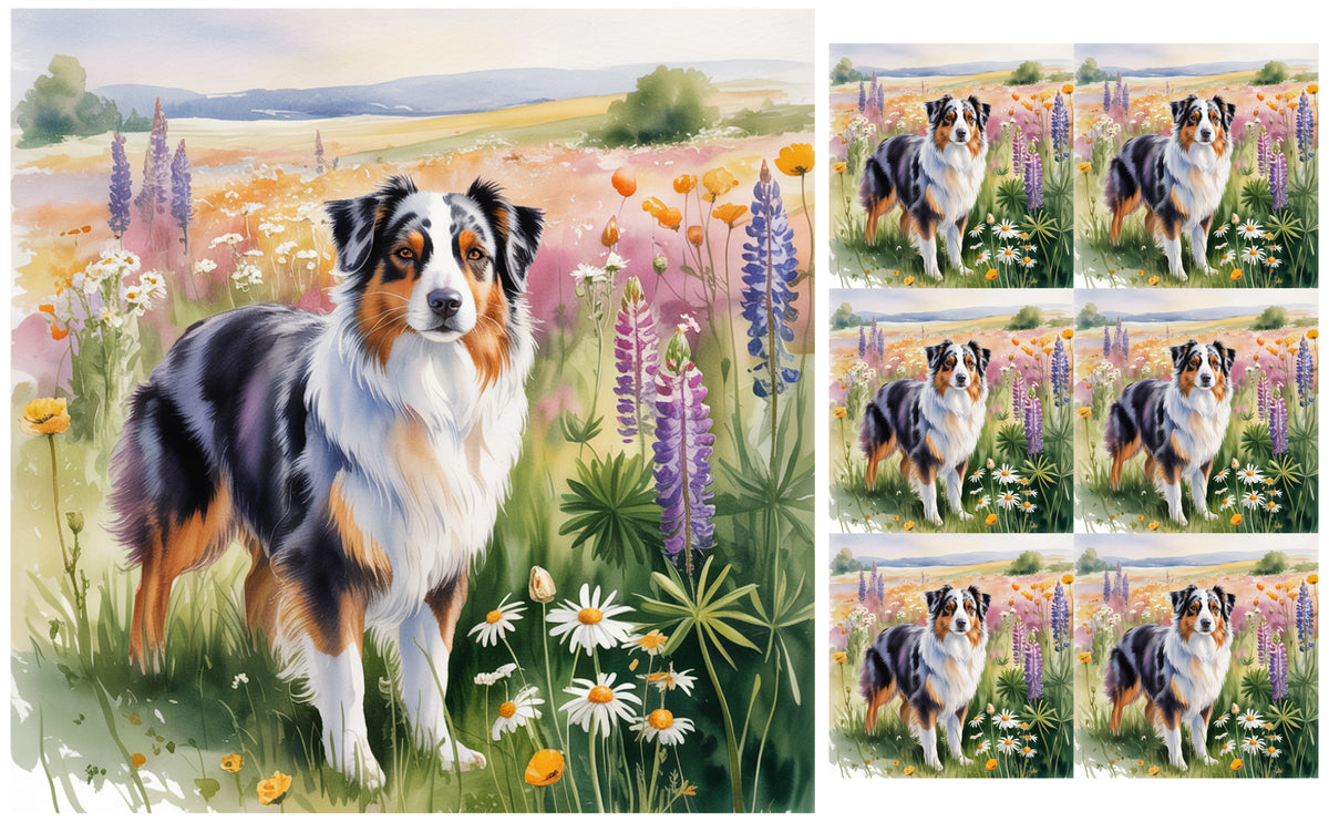 DecoCraft - Scenic Tiles Series - Watercolor Pets - Australian Shepherd