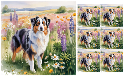 DecoCraft - Scenic Tiles Series - Watercolor Pets - Australian Shepherd