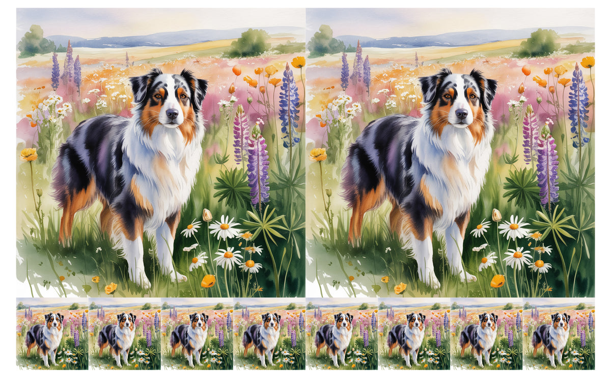 DecoCraft - Scenic Tiles Series - Watercolor Pets - Australian Shepherd