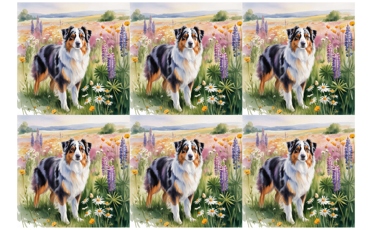 DecoCraft - Scenic Tiles Series - Watercolor Pets - Australian Shepherd