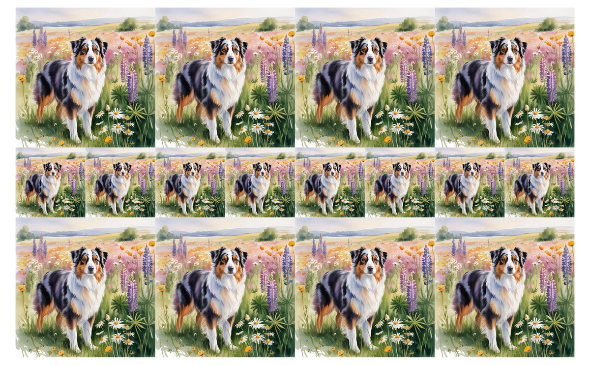 DecoCraft - Scenic Tiles Series - Watercolor Pets - Australian Shepherd