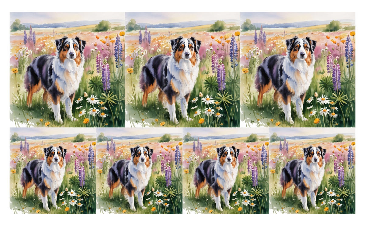 DecoCraft - Scenic Tiles Series - Watercolor Pets - Australian Shepherd