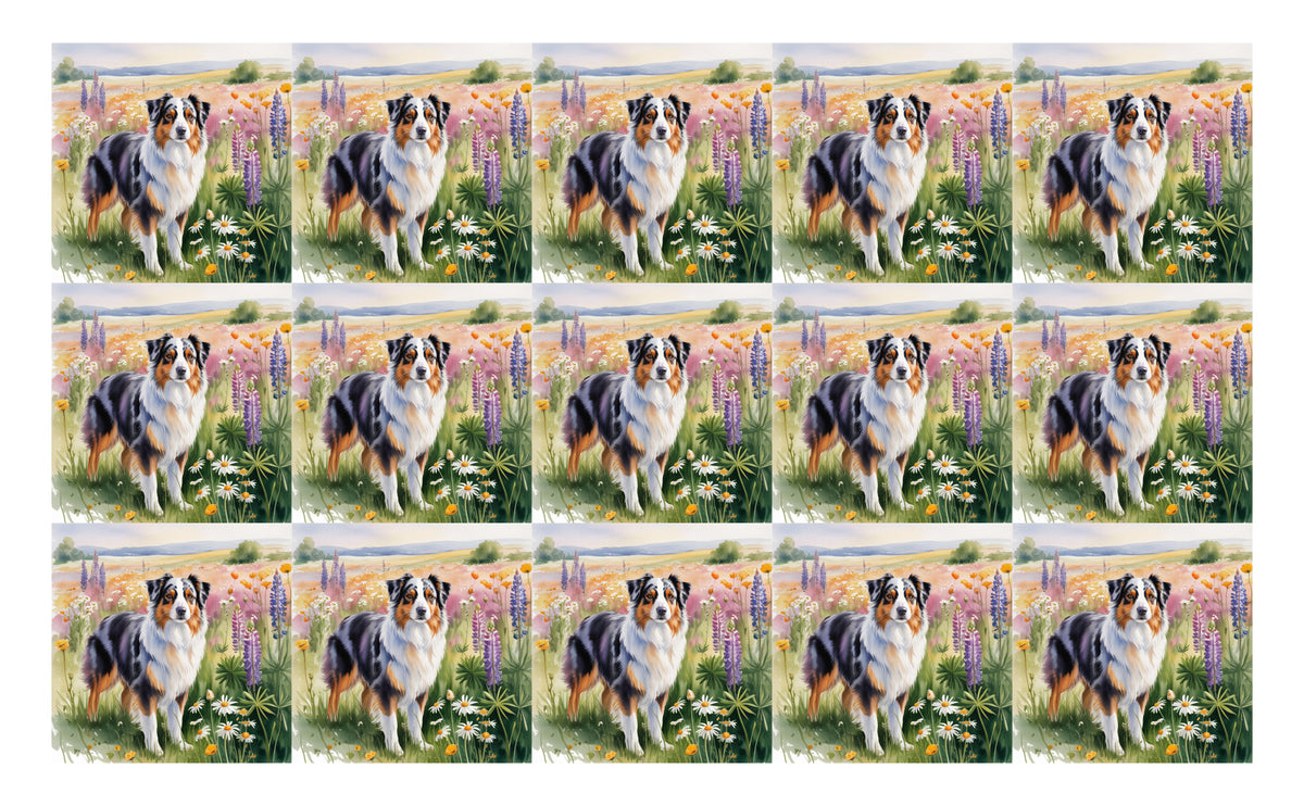 DecoCraft - Scenic Tiles Series - Watercolor Pets - Australian Shepherd