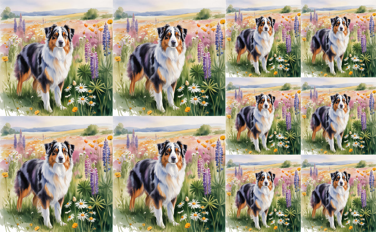 DecoCraft - Scenic Tiles Series - Watercolor Pets - Australian Shepherd
