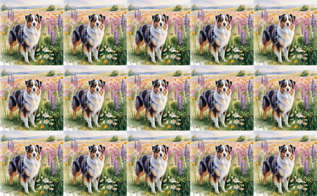 DecoCraft - Scenic Tiles Series - Watercolor Pets - Australian Shepherd