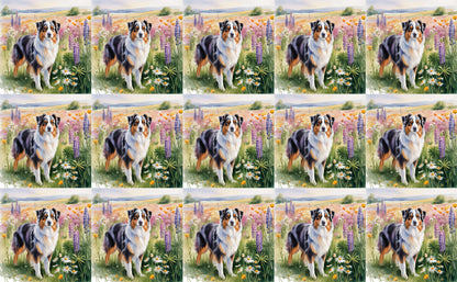 DecoCraft - Scenic Tiles Series - Watercolor Pets - Australian Shepherd