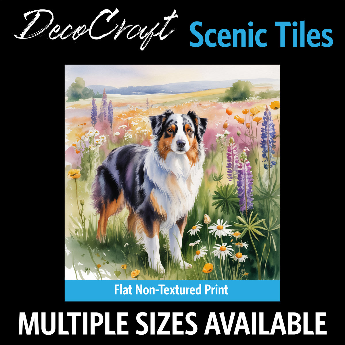DecoCraft - Scenic Tiles Series - Watercolor Pets - Australian Shepherd