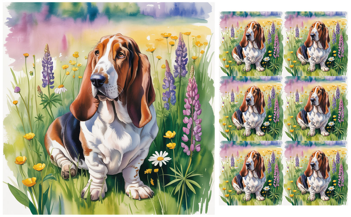 DecoCraft - Scenic Tiles Series - Watercolor Pets - Basset Hound