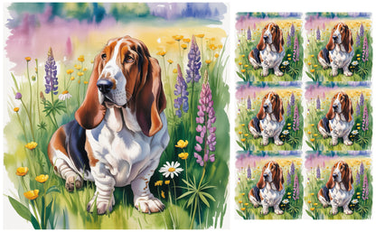DecoCraft - Scenic Tiles Series - Watercolor Pets - Basset Hound