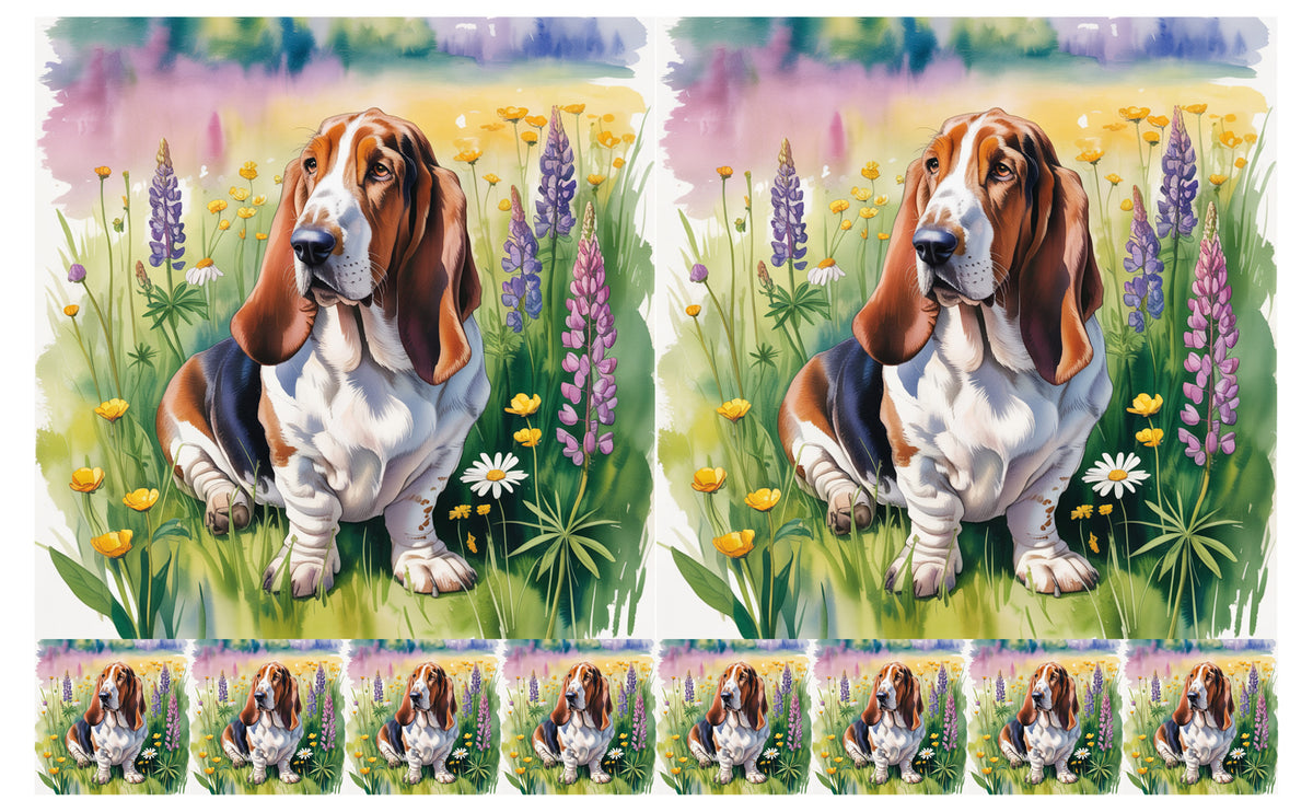 DecoCraft - Scenic Tiles Series - Watercolor Pets - Basset Hound