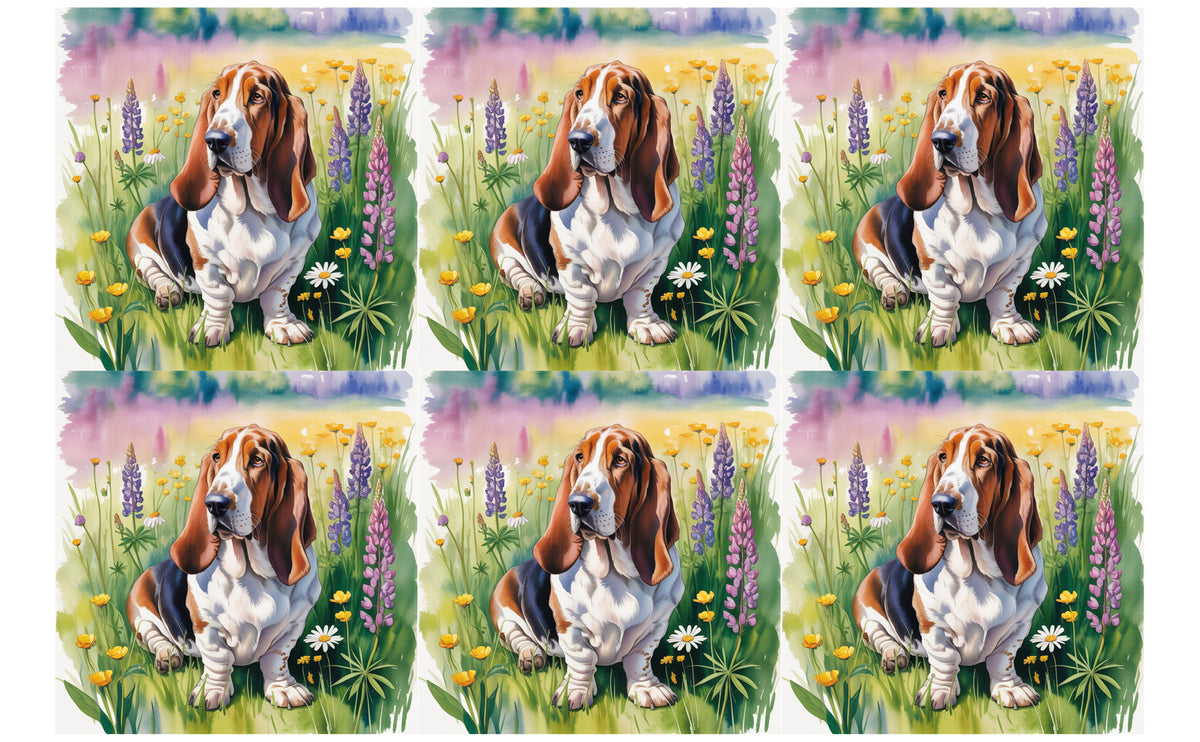 DecoCraft - Scenic Tiles Series - Watercolor Pets - Basset Hound