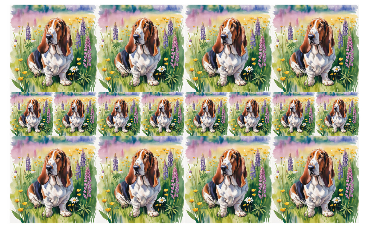 DecoCraft - Scenic Tiles Series - Watercolor Pets - Basset Hound