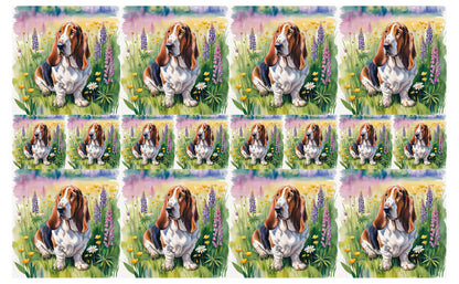 DecoCraft - Scenic Tiles Series - Watercolor Pets - Basset Hound