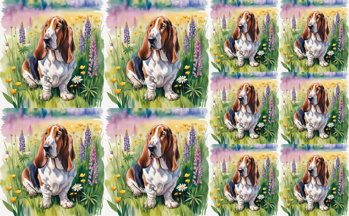 DecoCraft - Scenic Tiles Series - Watercolor Pets - Basset Hound