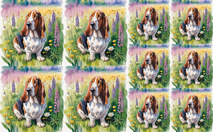 DecoCraft - Scenic Tiles Series - Watercolor Pets - Basset Hound