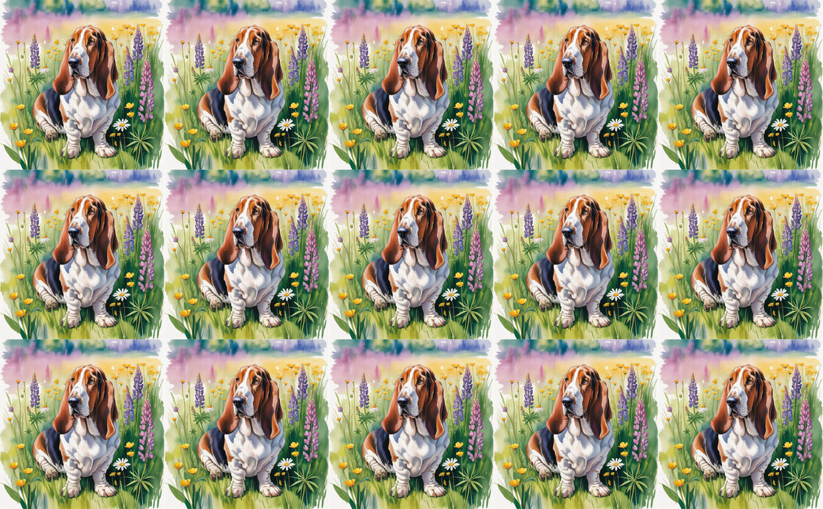 DecoCraft - Scenic Tiles Series - Watercolor Pets - Basset Hound