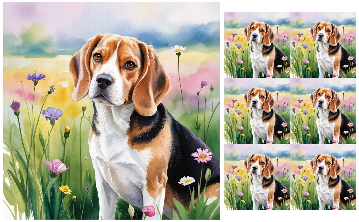 DecoCraft - Scenic Tiles Series - Watercolor Pets - Beagle