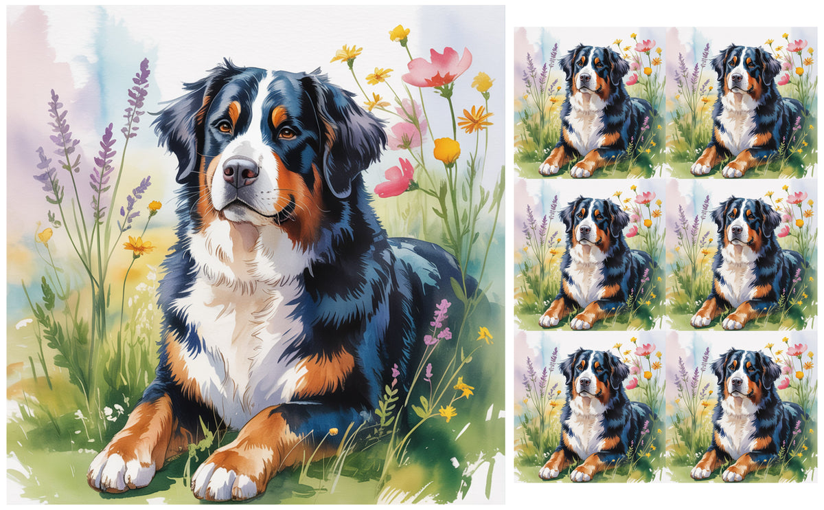 DecoCraft - Scenic Tiles Series - Watercolor Pets - Bernese Mountain Dog