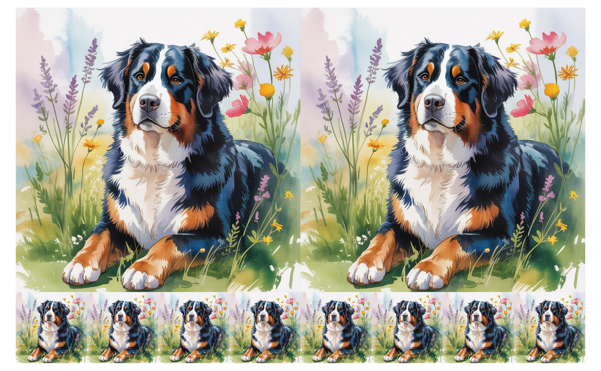 DecoCraft - Scenic Tiles Series - Watercolor Pets - Bernese Mountain Dog