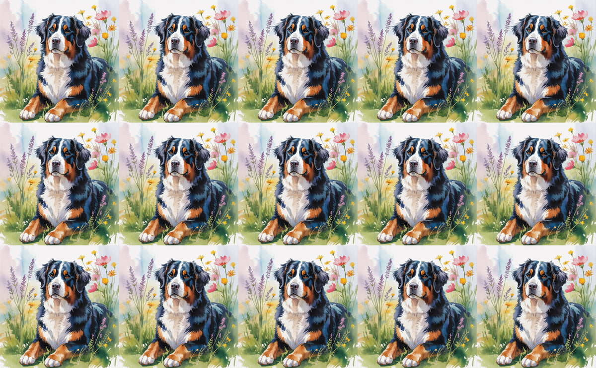 DecoCraft - Scenic Tiles Series - Watercolor Pets - Bernese Mountain Dog