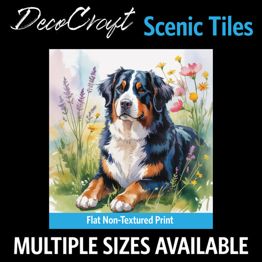DecoCraft - Scenic Tiles Series - Watercolor Pets - Bernese Mountain Dog
