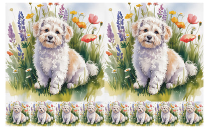 DecoCraft - Scenic Tiles Series - Watercolor Pets - Bichon Friese
