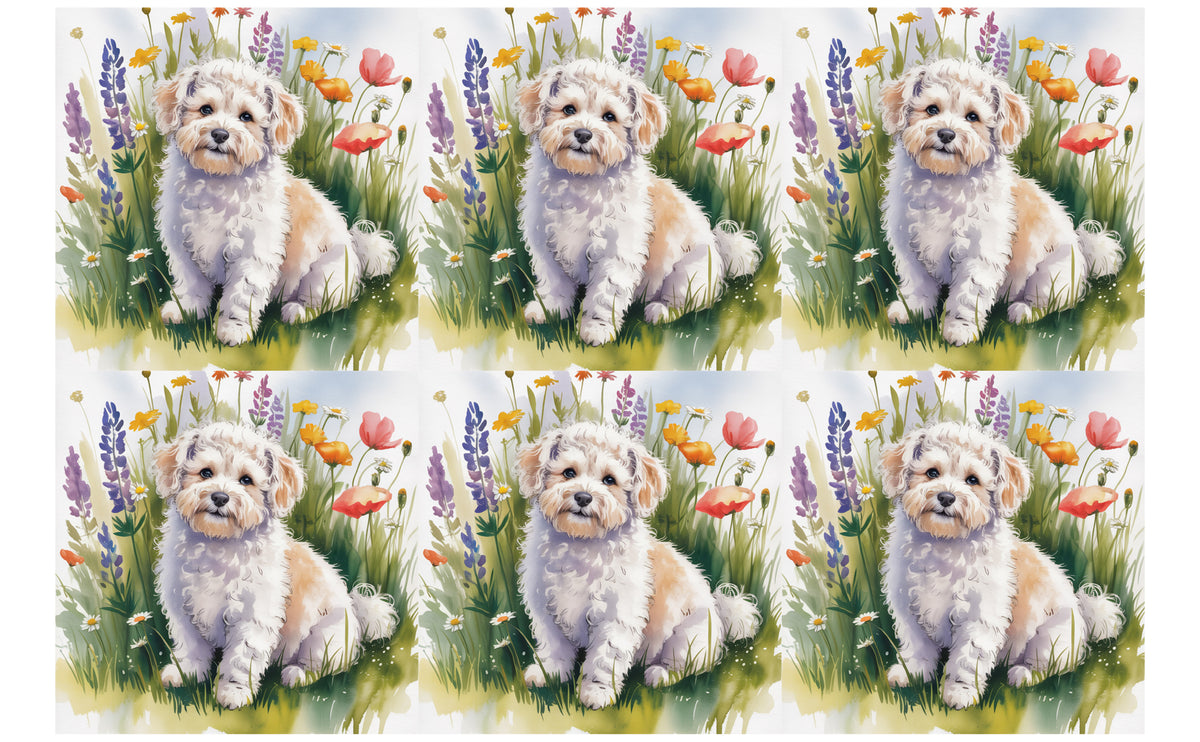 DecoCraft - Scenic Tiles Series - Watercolor Pets - Bichon Friese