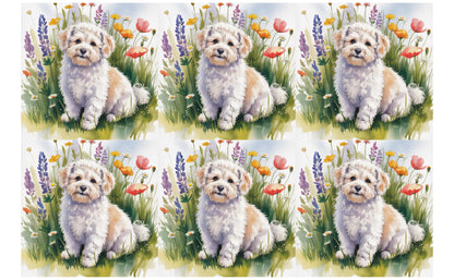 DecoCraft - Scenic Tiles Series - Watercolor Pets - Bichon Friese