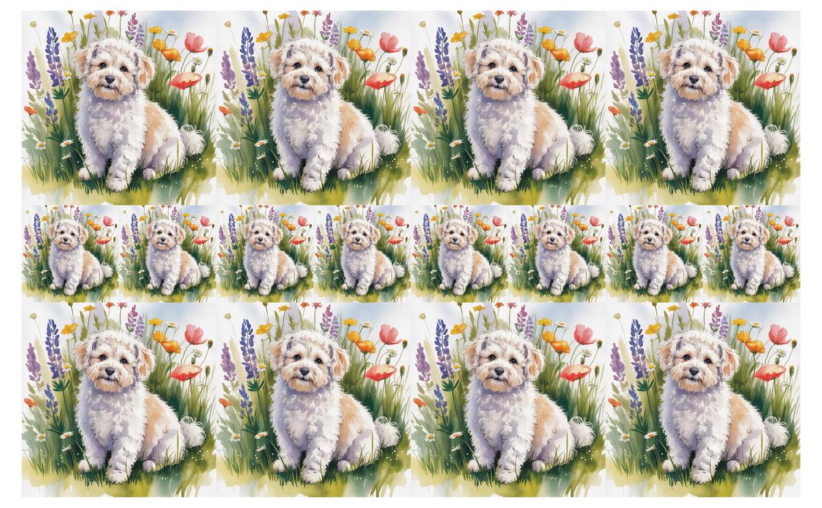 DecoCraft - Scenic Tiles Series - Watercolor Pets - Bichon Friese