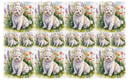 DecoCraft - Scenic Tiles Series - Watercolor Pets - Bichon Friese
