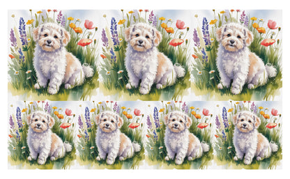 DecoCraft - Scenic Tiles Series - Watercolor Pets - Bichon Friese