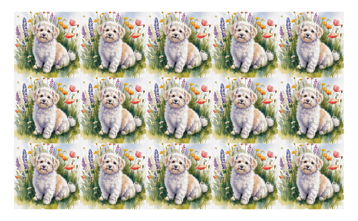 DecoCraft - Scenic Tiles Series - Watercolor Pets - Bichon Friese