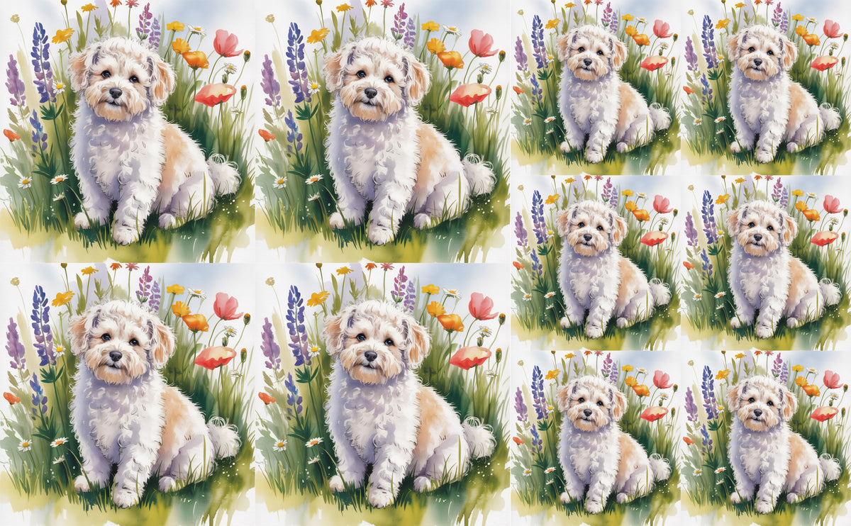 DecoCraft - Scenic Tiles Series - Watercolor Pets - Bichon Friese