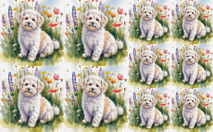 DecoCraft - Scenic Tiles Series - Watercolor Pets - Bichon Friese