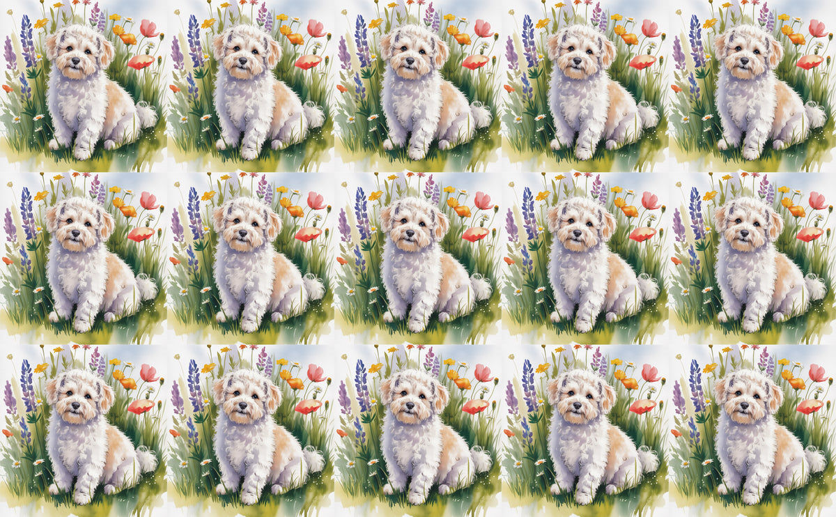 DecoCraft - Scenic Tiles Series - Watercolor Pets - Bichon Friese